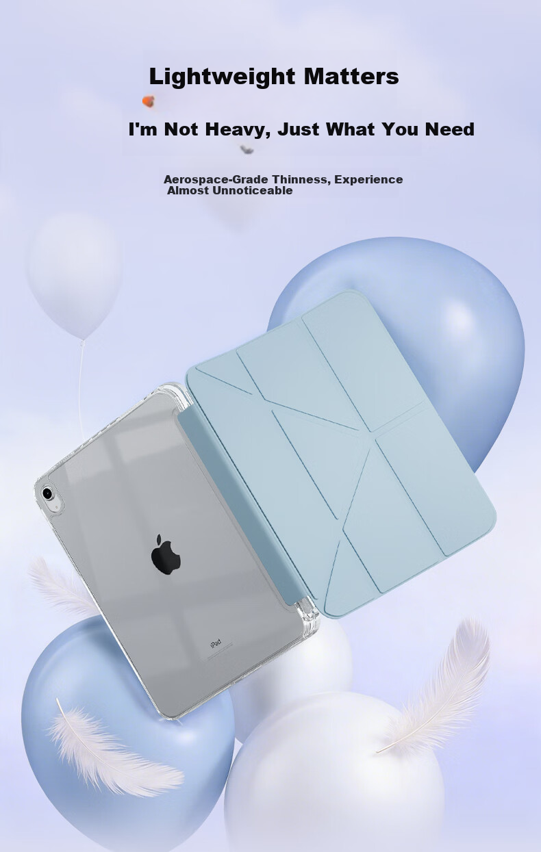 Suoying Smart Y-Fold iPad Air 8/7/6 Case 2026/25/24 Models 11/10.9 Inch M4/3 Protective Cover Acrylic Silicone Anti-Bend Pen Slot for Apple Tablet 10