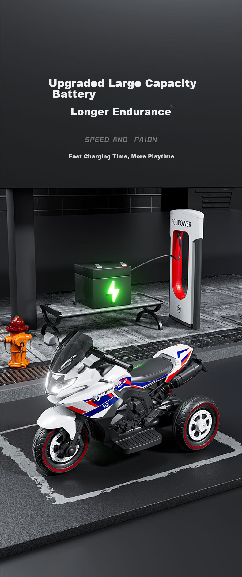 361° Kids Electric Motorcycle DH-318 for Ages 1-10, Ride-On Toy for Boys and Girls 5