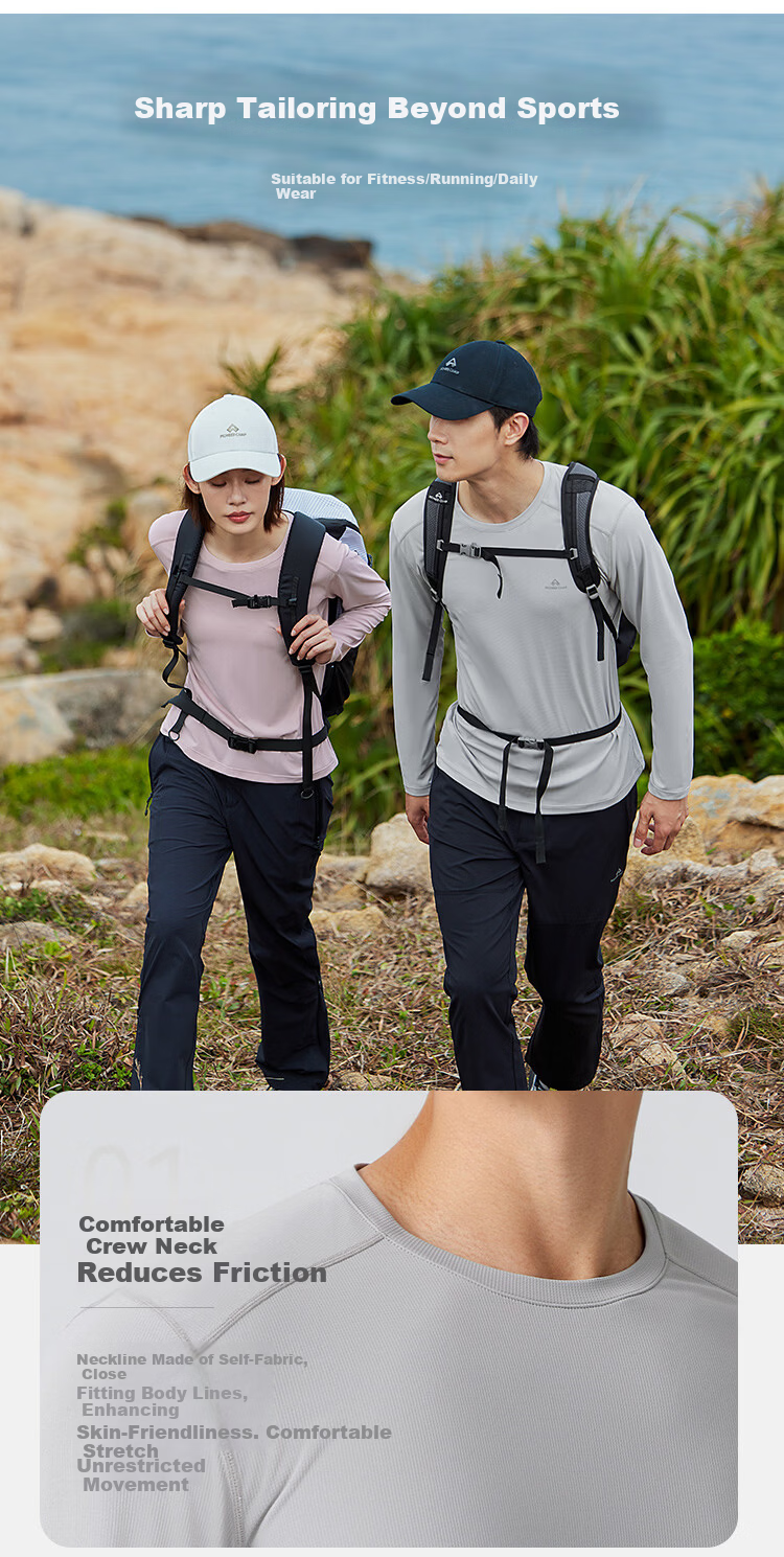 Toread Quick-Dry Moisture-Wicking Long Sleeve T-Shirt Men Outdoor Spring Summer Lightweight High Elasticity Sports Base Layer Hiking Mountaineering Shirt 7