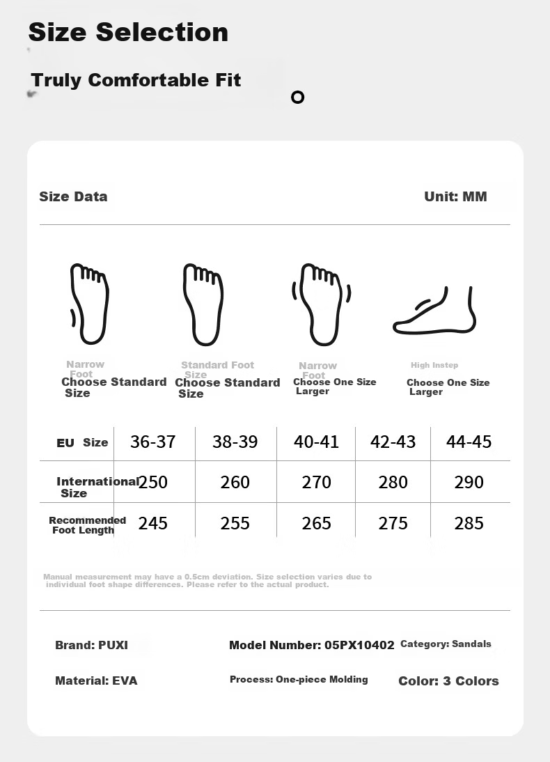 Puxi Women's Thick-Soled Clog Shoes 2026 New Summer EVA Height-Increasing Soft Sole Sandals Black Size 40-41 7