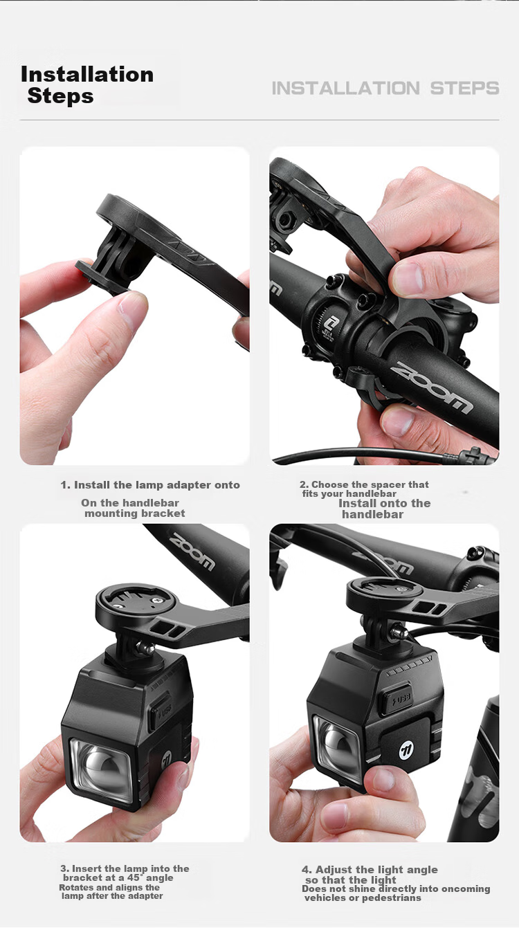 XQZ Cyclist Bike Light High Brightness 1600 Lumens Front Headlight Remote Control Anti-Glare 11
