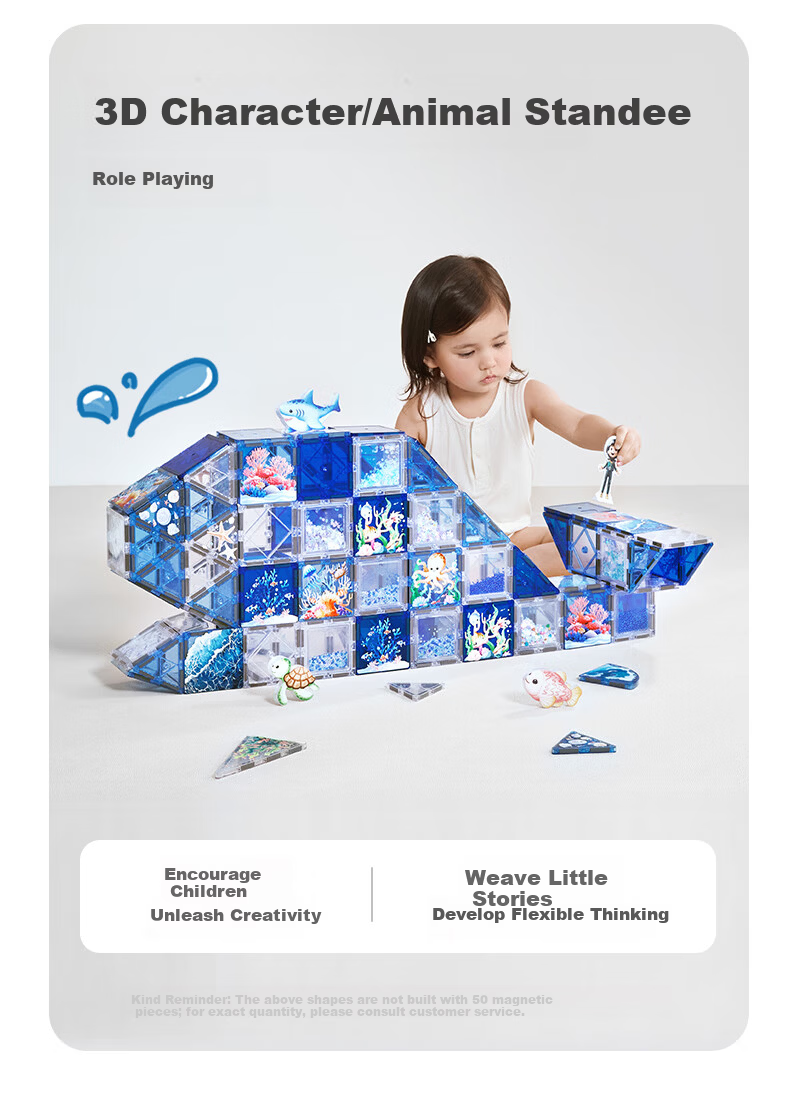 YEEHOO Children's Magnetic 4D Faceted Color Window Educational Toy Magnetic Building Blocks Puzzle for Ages 3-6 Birthday Gift 10
