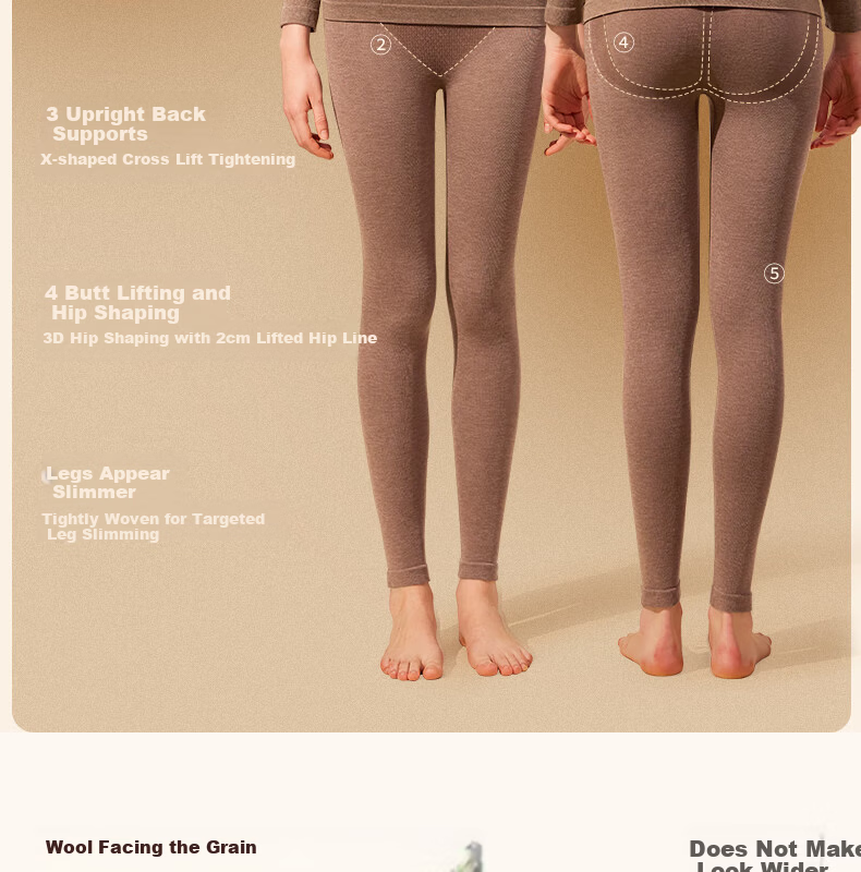 GRACEWELL Women's Thermal Wool Underwear Set Slim Fit Autumn Winter Body Shaping Long Johns Black Gray L 4