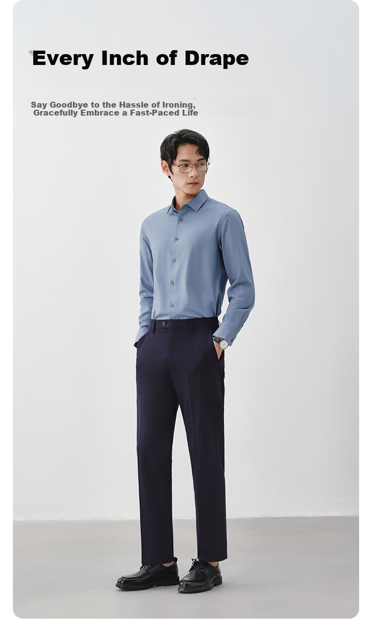 JD Jingzao Men's Casual Business Straight-Leg Quick-Dry Dress Pants Summer Navy Blue 36 5