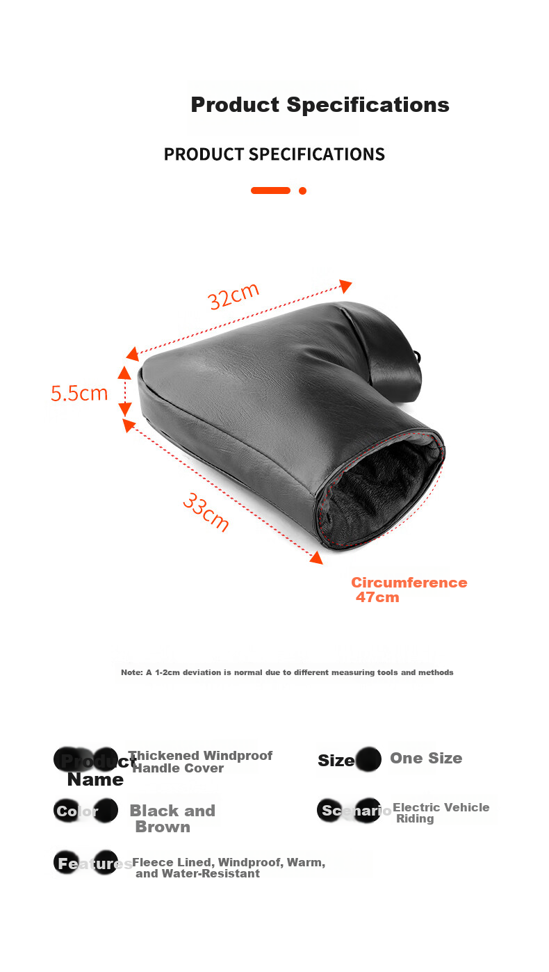 Nanjiren Electric Bike Handlebar Cover Winter Fleece Warm Motorcycle Electric Vehicle Handlebar Cover N2E2XT85113 Black 2