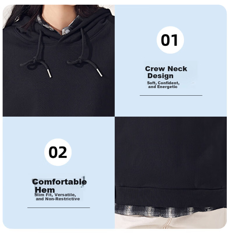 Jeanswest Women's Fleece-Lined Hoodie Winter Warm Thickened Loose Fit Small Size Cream XL 15