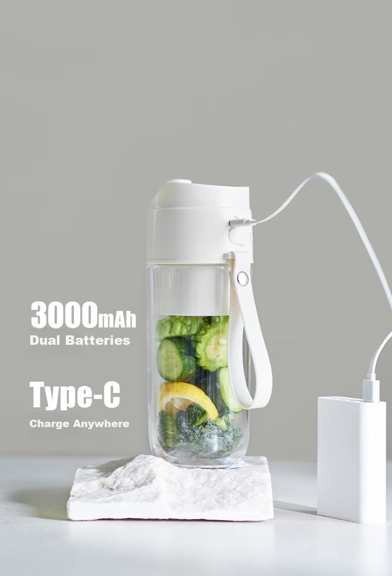 Olayks Instant Double-Layer Glass Juicer Cup Hollow Insulated Portable Juicer Multifunctional Small Household Juice Blender Fresh Fruit and Vegetable Juicer with Ice Crushing Travel Cup 8
