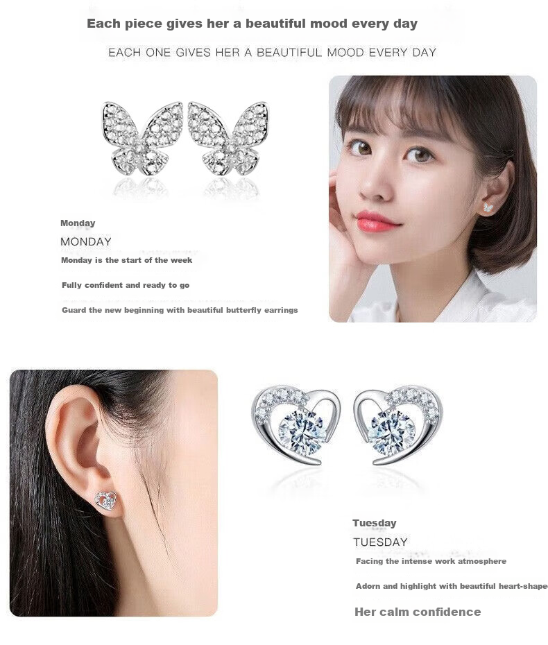 Dijing Women's Earrings, 2026 New Style, One-Week Stud Earrings, Practical Tassel Earrings, Silver Ear Ornaments, High-End Birthday Gift for Wome 6
