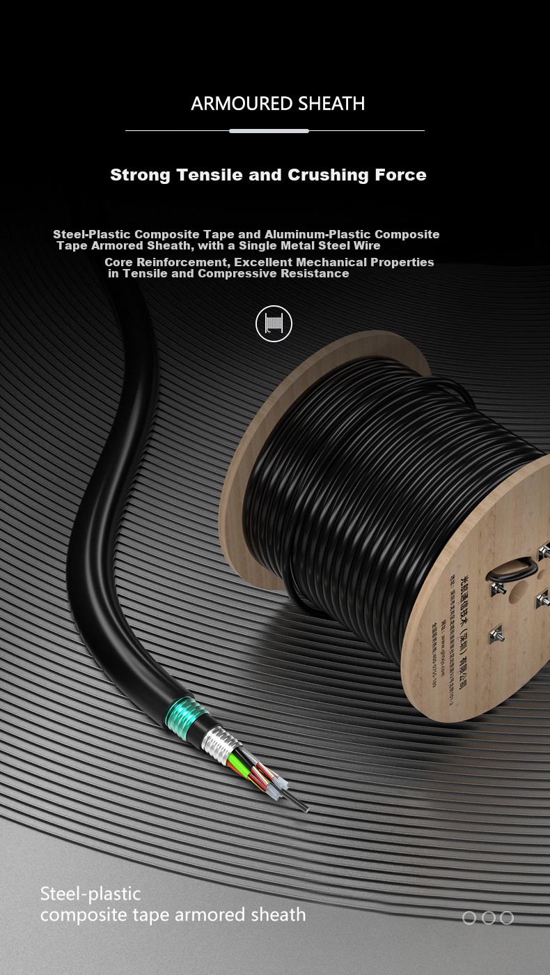 Guanghang GH-GYTA53-4B1.3 Heavy Armor Underground 4-Core Single-Mode Outdoor Optical Cable GYTA53 Layer-Stranded Direct Burial Fiber Optic Cable 10m 3