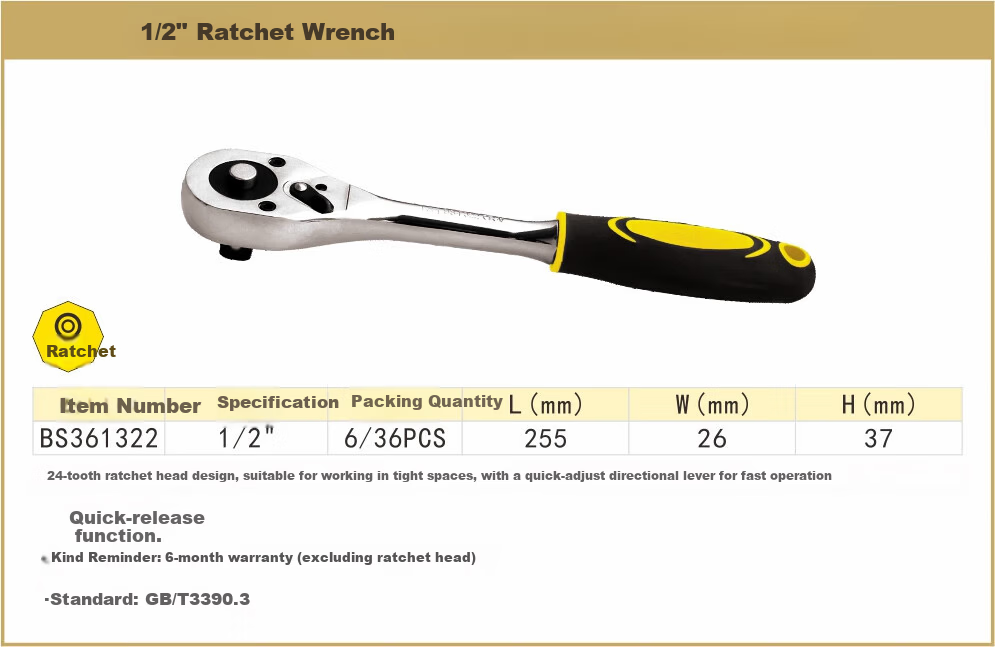 BOSI 1/2 Inch Series Basic Ratchet Wrench Large Quick Ratchet Socket Automotive Repair 255MM BS361322 2