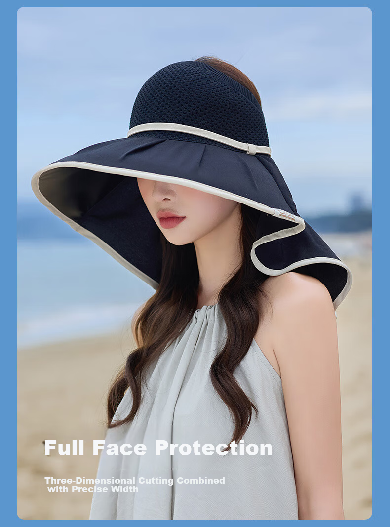 TUCANO Women's Sun Protection Hat, Detachable Neck Cover, Open-Top Summer Outdoor UV Protection Cap 6