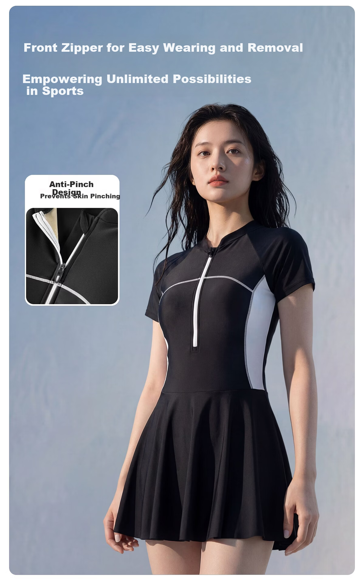 361° Women's One-Piece Swimsuit Dress, Plus Size 26 New Style, Elegant Conservative Large Size Slimming Swimwear [Jingdong Exclusive] 3