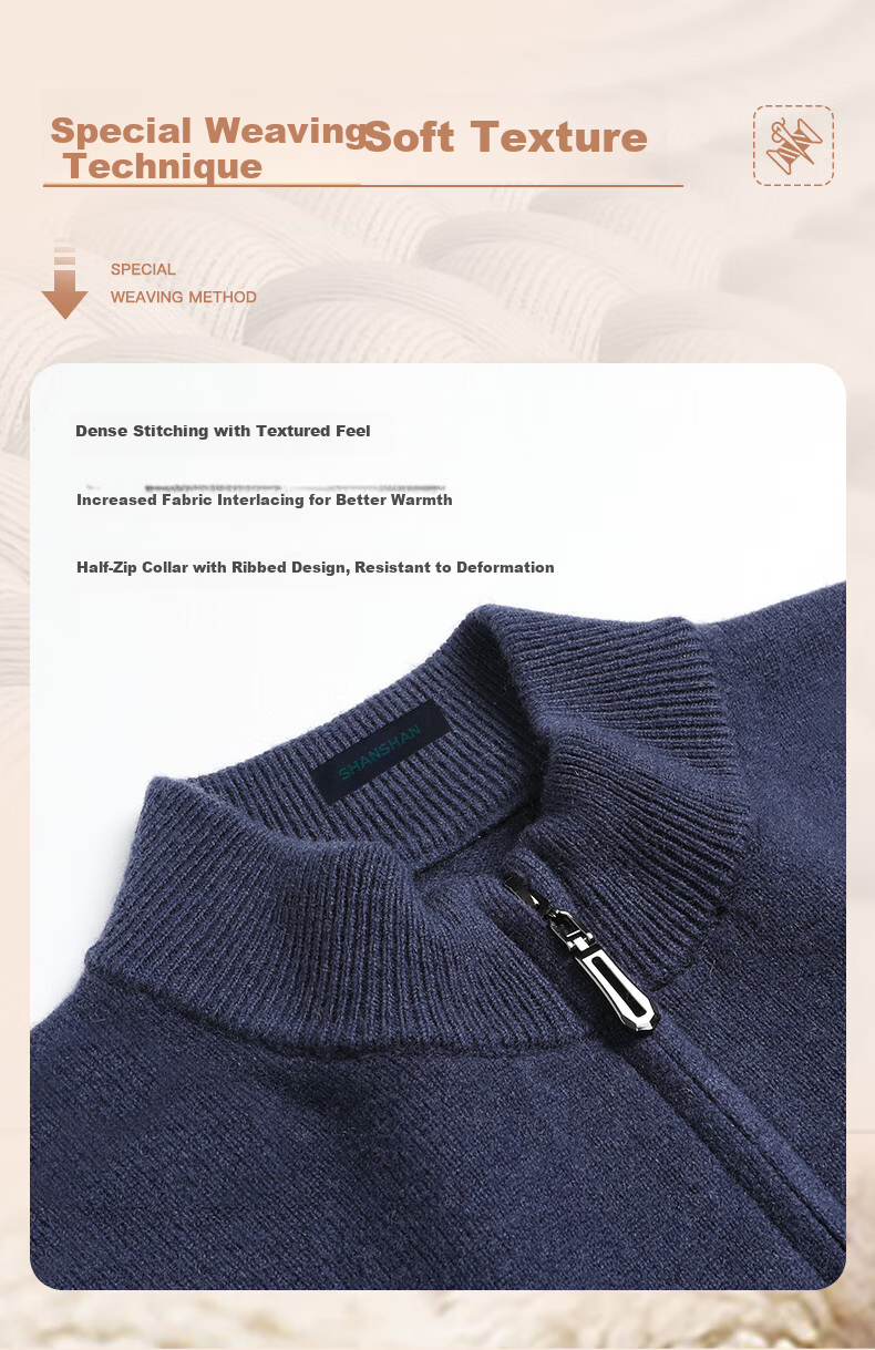 SHANSHANSHANSHAN Men's Wool Sweater Autumn Winter 100% Pure Wool Thickened Warm Base Shirt Red Sweater for Dad's Birth Year 3