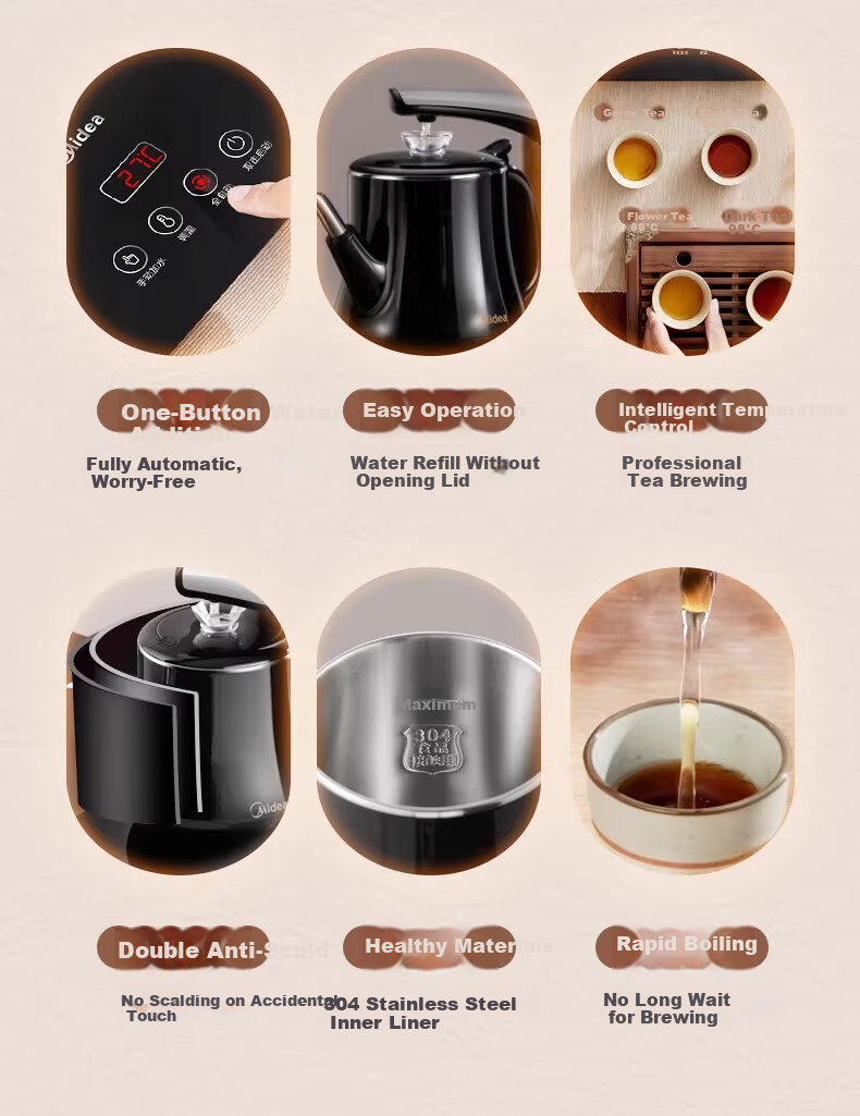 Midea Electric Kettle Double-Layer Anti-Scald Water Boiler Tea Maker Electric Tea Stove High Power Ring Heating Seamless Stainless Steel Inner Liner MK-PCE071 Price Protection 618 3