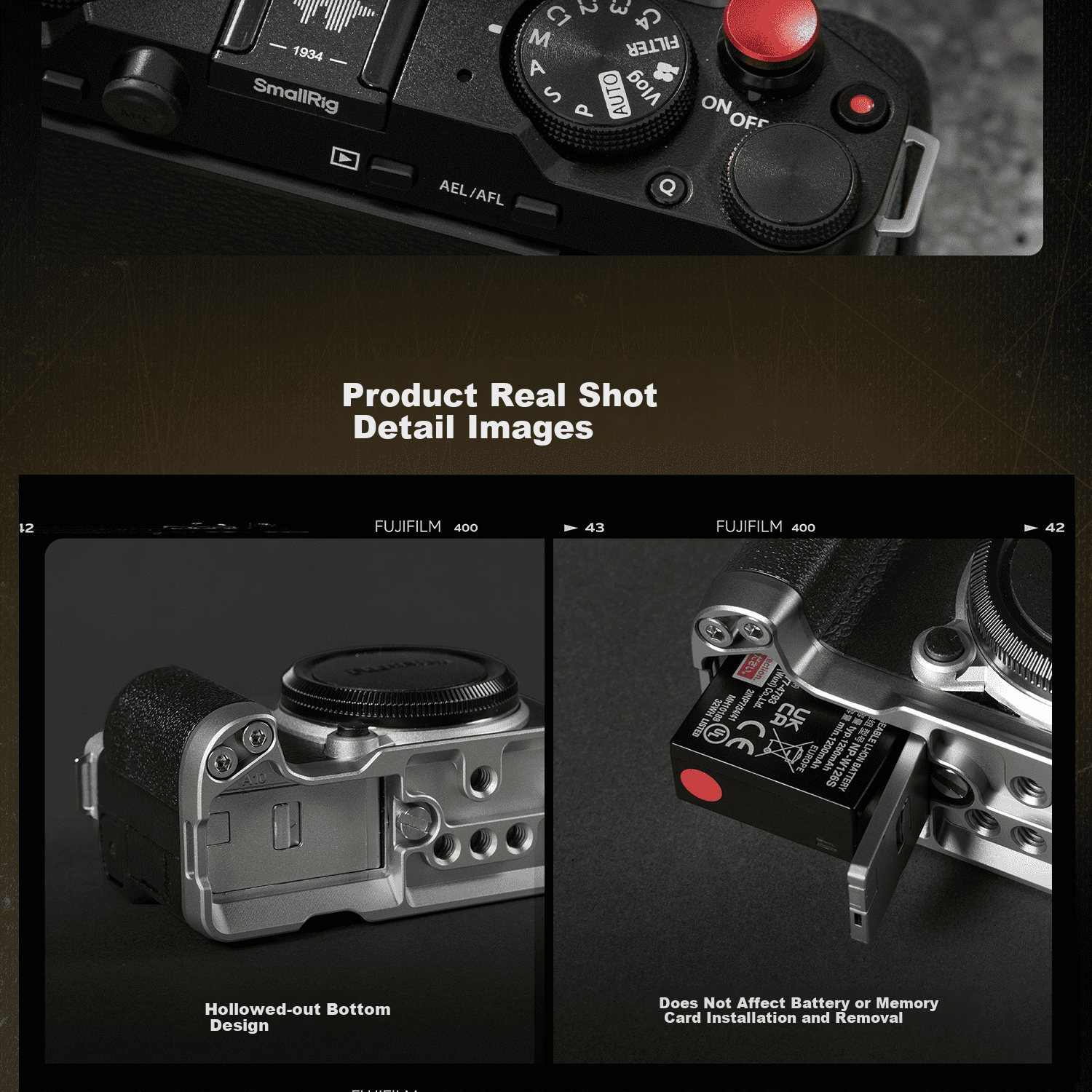 SmallRig 4876 Fuji X-M5 Camera L-Shaped Handle XM5 Thumb Grip Hot Shoe Cover Genuine Leather Camera Case Baseplate Time Machine Full Cage Photography Accessory 15