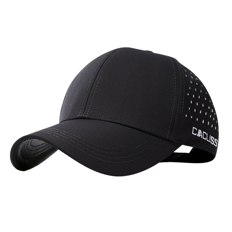 CACUSS Men's Summer Baseball Cap Large Head Mesh Breathable Duckbill Sports Sunshade Hat Black M