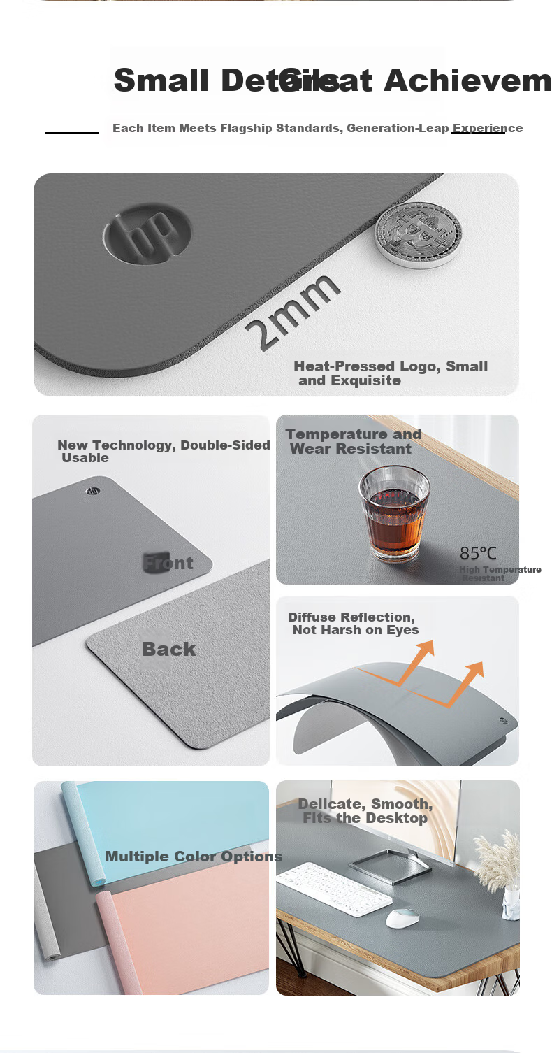 HP MP231 Extra Large PU Leather Waterproof Gaming Office Mouse Pad Dark Gray Extra Large 2