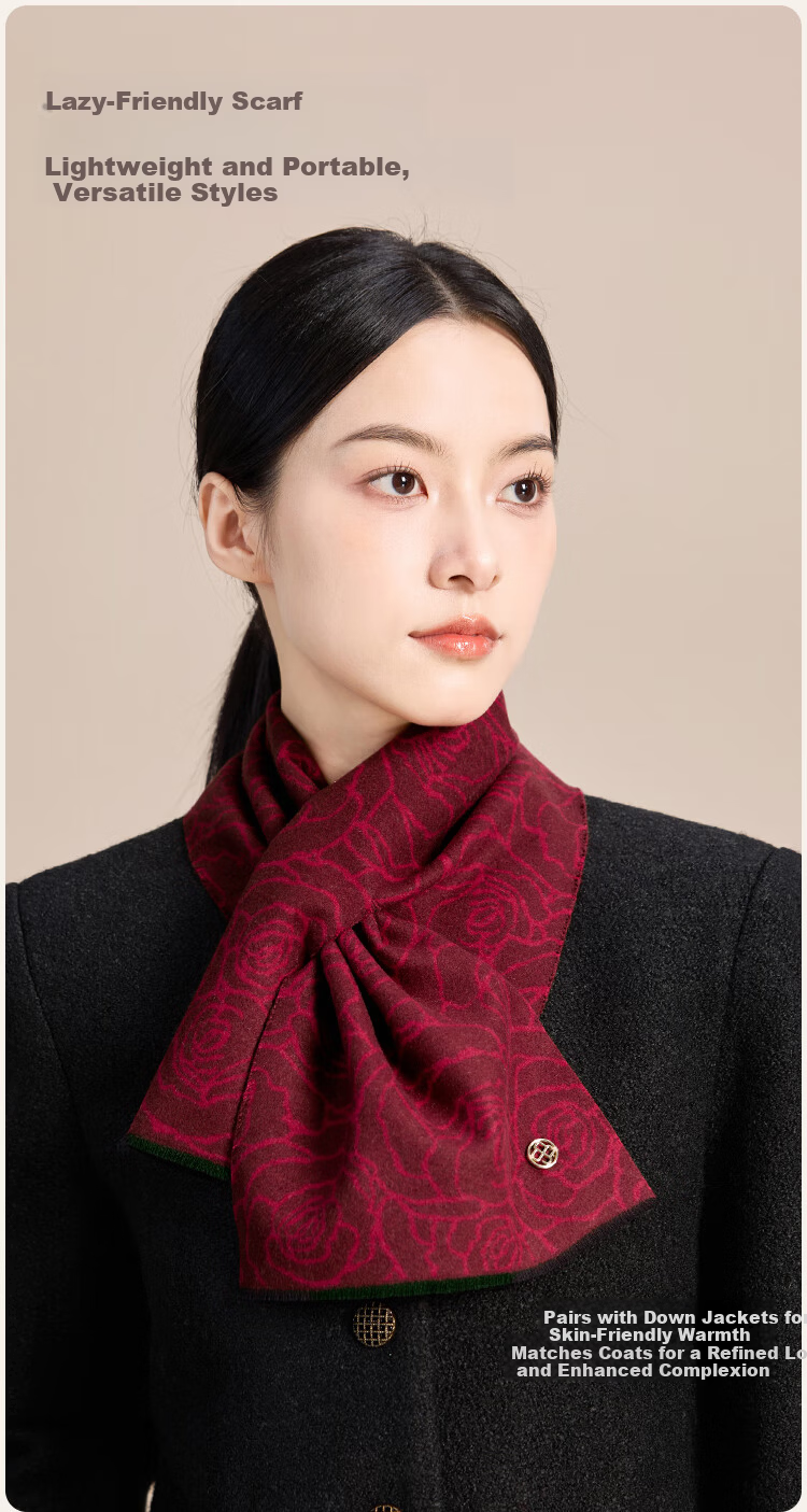 JIUMU Women's Silk Small Scarf Autumn Winter Mulberry Silk Warm Neck Scarf Short Scarf Gift for Women and Moms Gift Box Set 9