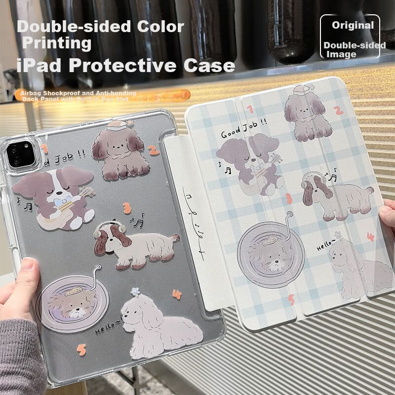 Gnoson Cartoon Acrylic Magnetic Kickstand Protective Case with Pencil Slot for Apple iPad 7/8/9th Gen 10.2-inch, Anti-Bend and Drop Resistant 1