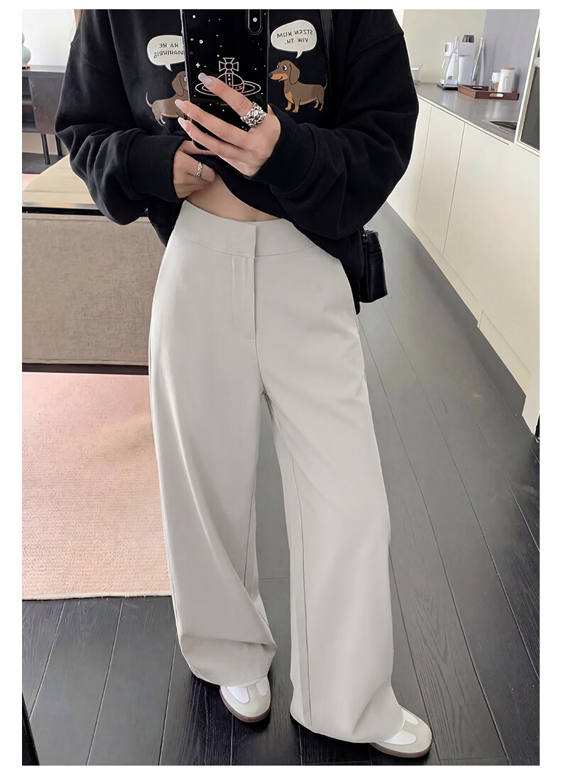 Borui Women's Casual Dress Pants 2026 New Spring Summer Flowing Wide-Leg Slim Straight-Leg Suit Trousers 22