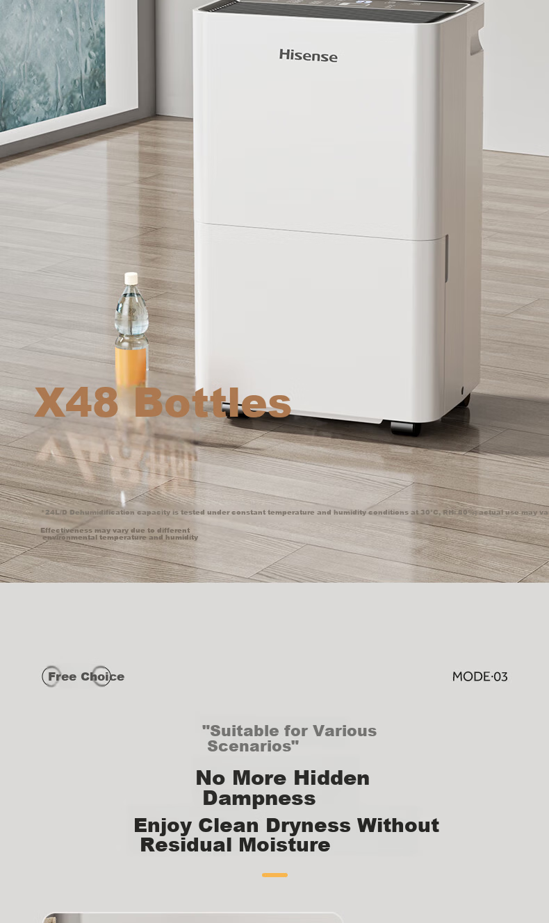 Hisense Dehumidifier 24L/Day 130㎡ Home Quiet Clothes Drying Dehumidifier WIFI Remote Control Large Area Bedroom CF24BD/UW 4