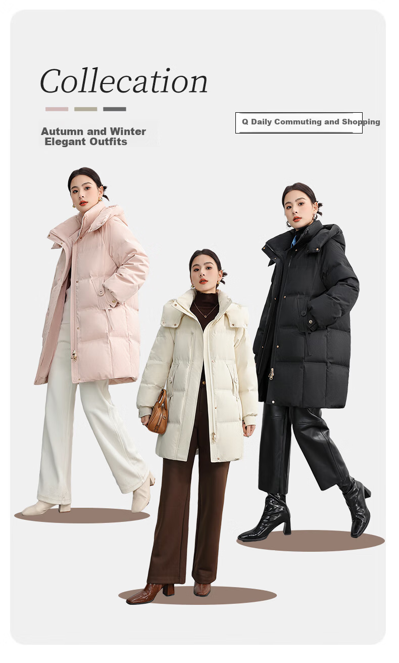 Yalu Long down Jacket for Women, 2026 New Style with Detachable Hood, Windproof, Warm, Fashionable, Thickened Autumn And Winter Coat 4