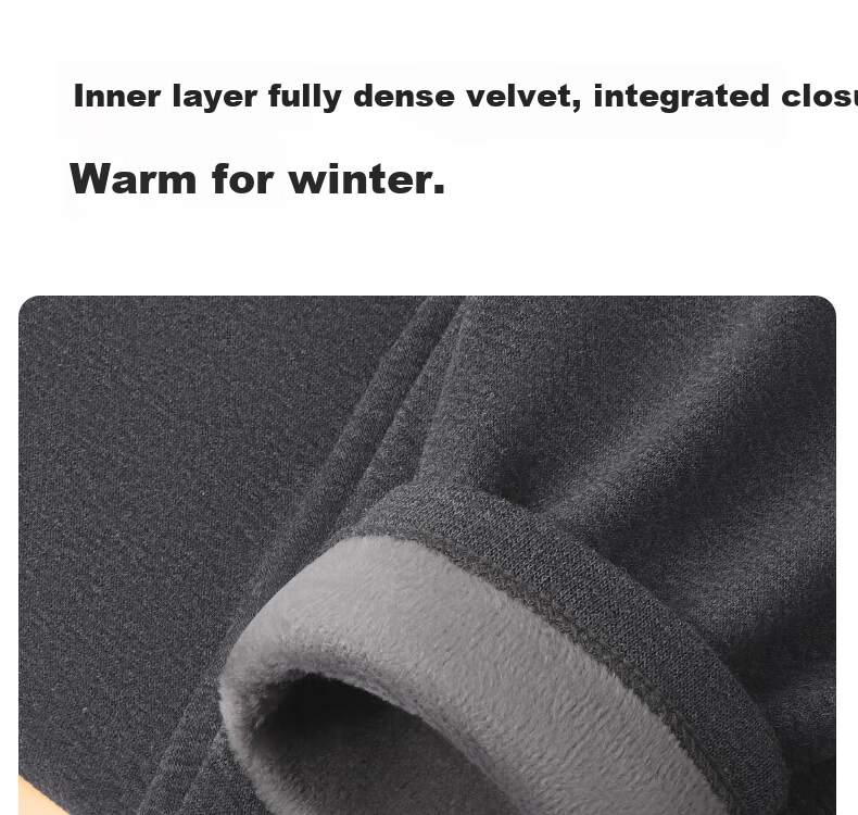 SEPTWOLVES [Wool + Mulberry Silk] Thermal Underwear for Men, Fleece-Lined Thick Round Neck Autumn And Winter Cold-Proof Warm Set 27