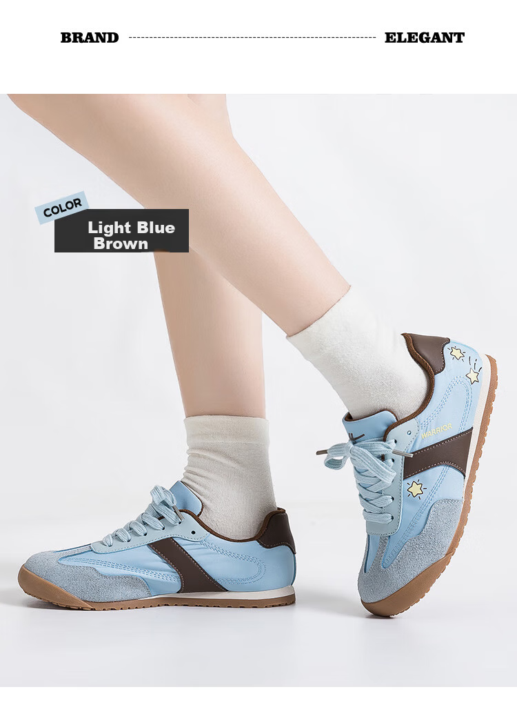 Huili Official Women's Shoes, Summer Dexun Shoes for Women 2026, Retro Casual Shoes, Simple And Versatile Ladies' Shoes, Light Blue-Brown, Size 36 13