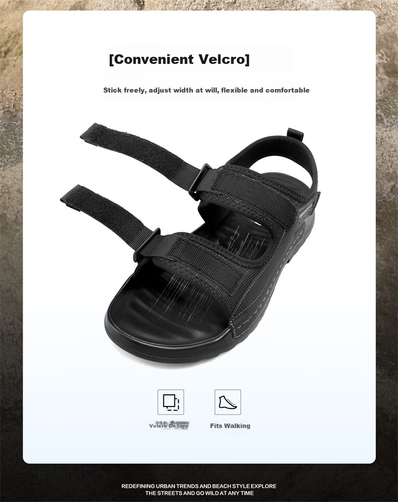 Eierkang Men's Summer Outdoor Trendy Beach Shoes Soft Sole Driving Sports Sandals 57548W Black Size 40 5