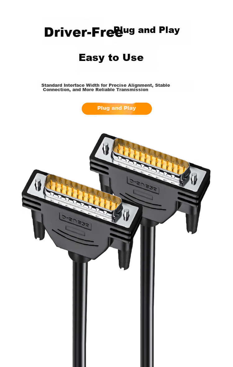 ZONWAN DB25 Male to Male Cable Industrial Grade 2 Rows 25-Pin Serial Parallel Printer Data Cable Shielded Anti-Interference 1 Meter ZW-DB25-01 2