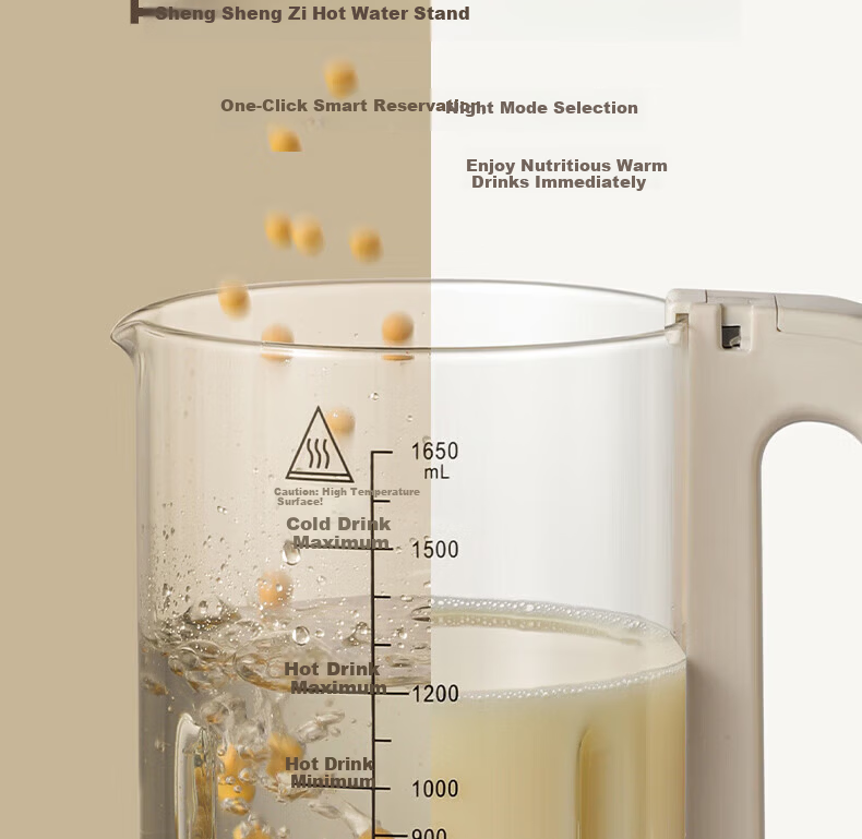 Yangzi Fully Automatic Soy Milk Maker and Blender 5-6 Functions, Self-Cleaning, 1.65L Large Capacity, 20-Blade Juicer B-005 24