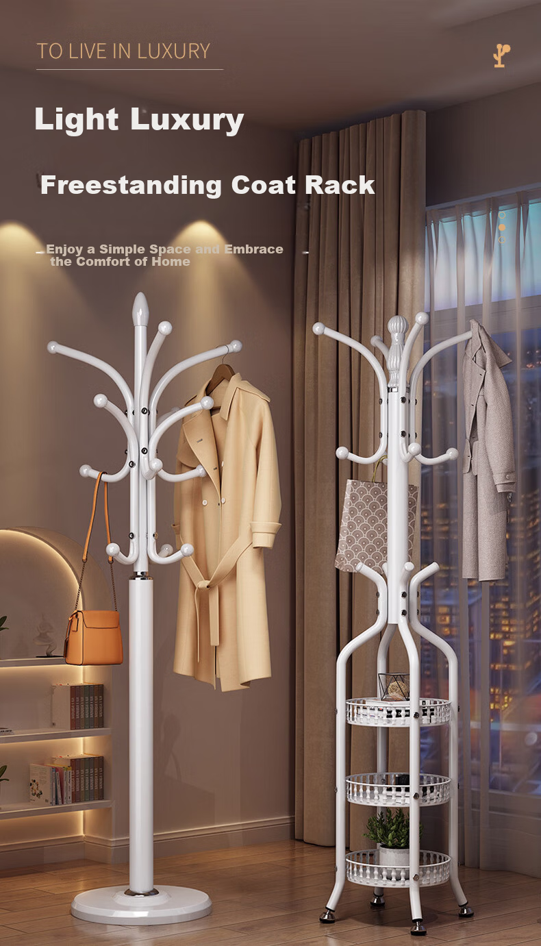 Chibailun Bedroom Floor-Standing Coat Rack, Home Clothes Hanger, Metal Room Storage Rack for Nightwear, Closet Organizer, Indoor Drying Rack 1