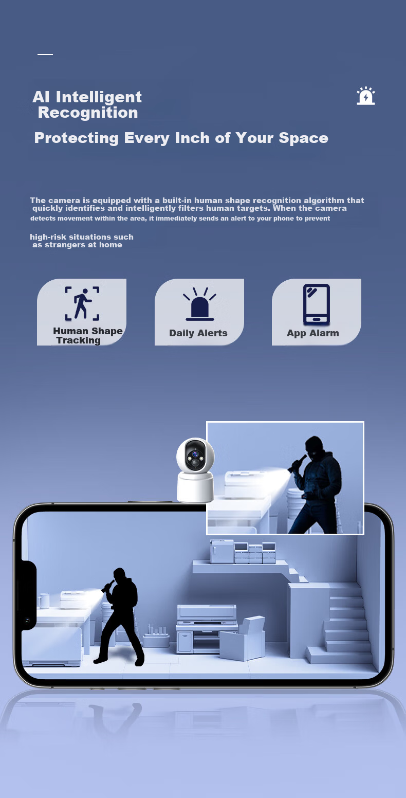Boorgeel Wireless Battery-Powered Dual Camera AI Surveillance System, 360-Degree Coverage with Night Vision, Ultra-Clear 10MP Panoramic WiFi Remote Monitoring for Indoor And Outdoor Use 6