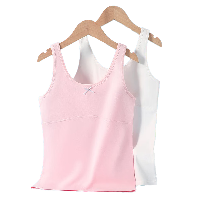 Langsha Girls' Cotton Developmental Stage 1 Sleeveless Vest for Elementary School Girls Age 8-12 Long Tank Top