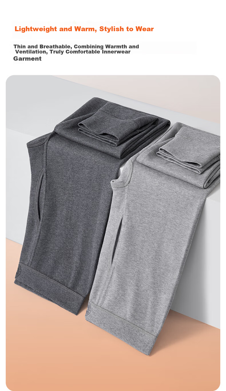 SEPTWOLVES Men's 100% Cotton Thin Thermal Underwear Pants Antibacterial Autumn and Spring Cotton Warm Long Johns 7