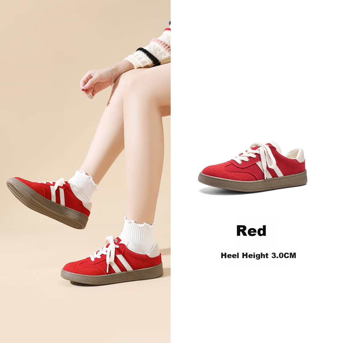 Semir Dexun Shoes 2026 Spring Summer Thick Sole Sports Sneakers Casual Shoes Women SFYM233038 Red Size 37