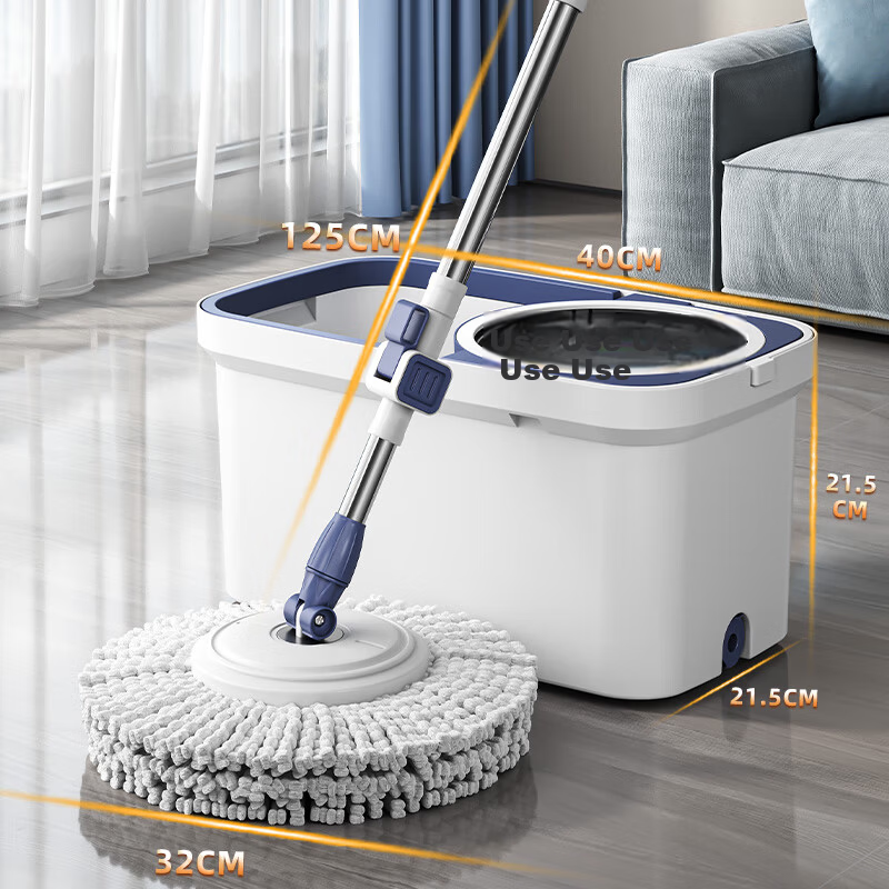 Taitaile Spin Mop with 2 Rotating Heads Household Hands-Free Water Absorbent Lazy Cleaning Tool