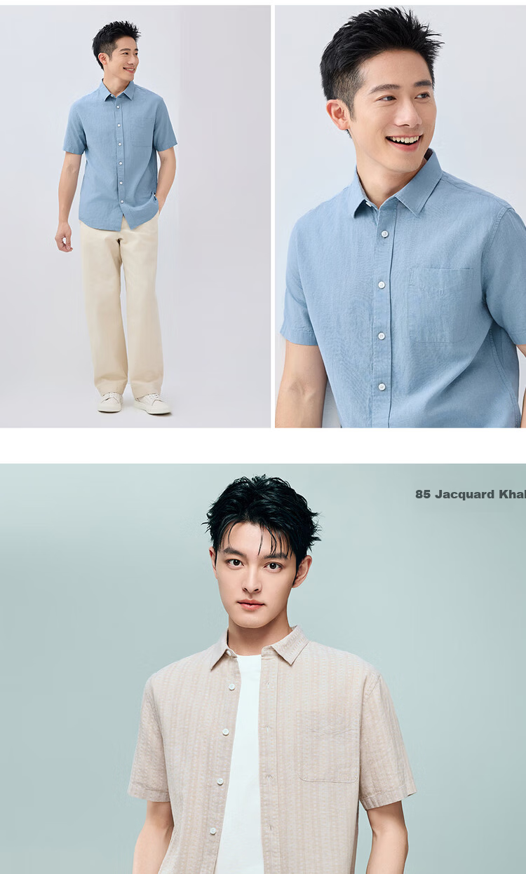 Giordano 2026 Summer Cotton Linen Textured Single Pocket Commuter Casual Linen Shirt Men Short Sleeve 01046480 11