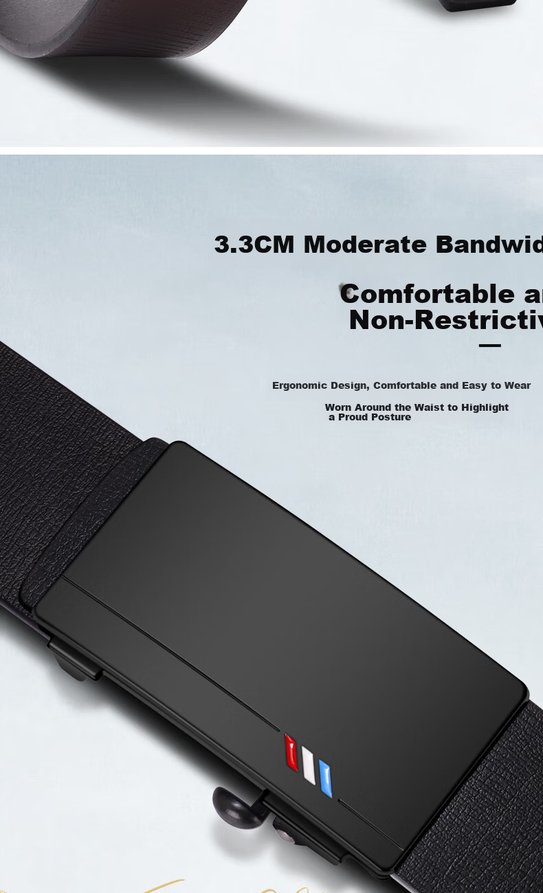 Woodpecker Men's Genuine Leather Ratchet Belt Automatic Buckle Inner Wear Waistband Birthday Gift for Boyfriend Husband Dad 10
