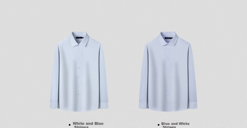 FIRS 100% Cotton Liquid Ammonia Wrinkle-Free Long Sleeve Shirt Men Business Casual Spring Vertical Stripe Collar Shirt 3