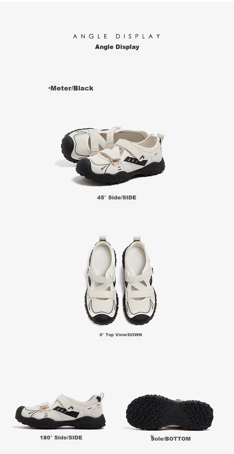 CAMEL Cute Ugly Style Women's Breathable Outdoor Casual Shoes Magic Tape Sports Sandals L26M577012 Beige/Black 38 16