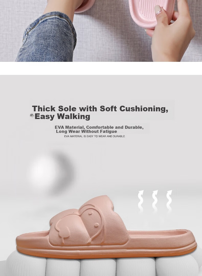 Huameijianbu Lightweight Thick-Soled Slippers, Soft And Bouncy, Comfortable Indoor/outdoor Non-Slip Sandals HM2207 White 40-41 4