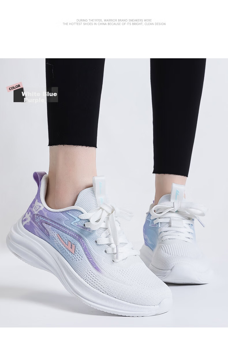 Huili Official Women's Shoes, Summer Breathable Sneakers for Women, 2026 New Trendy Running Shoes, White Blue Pink, Size 37 13