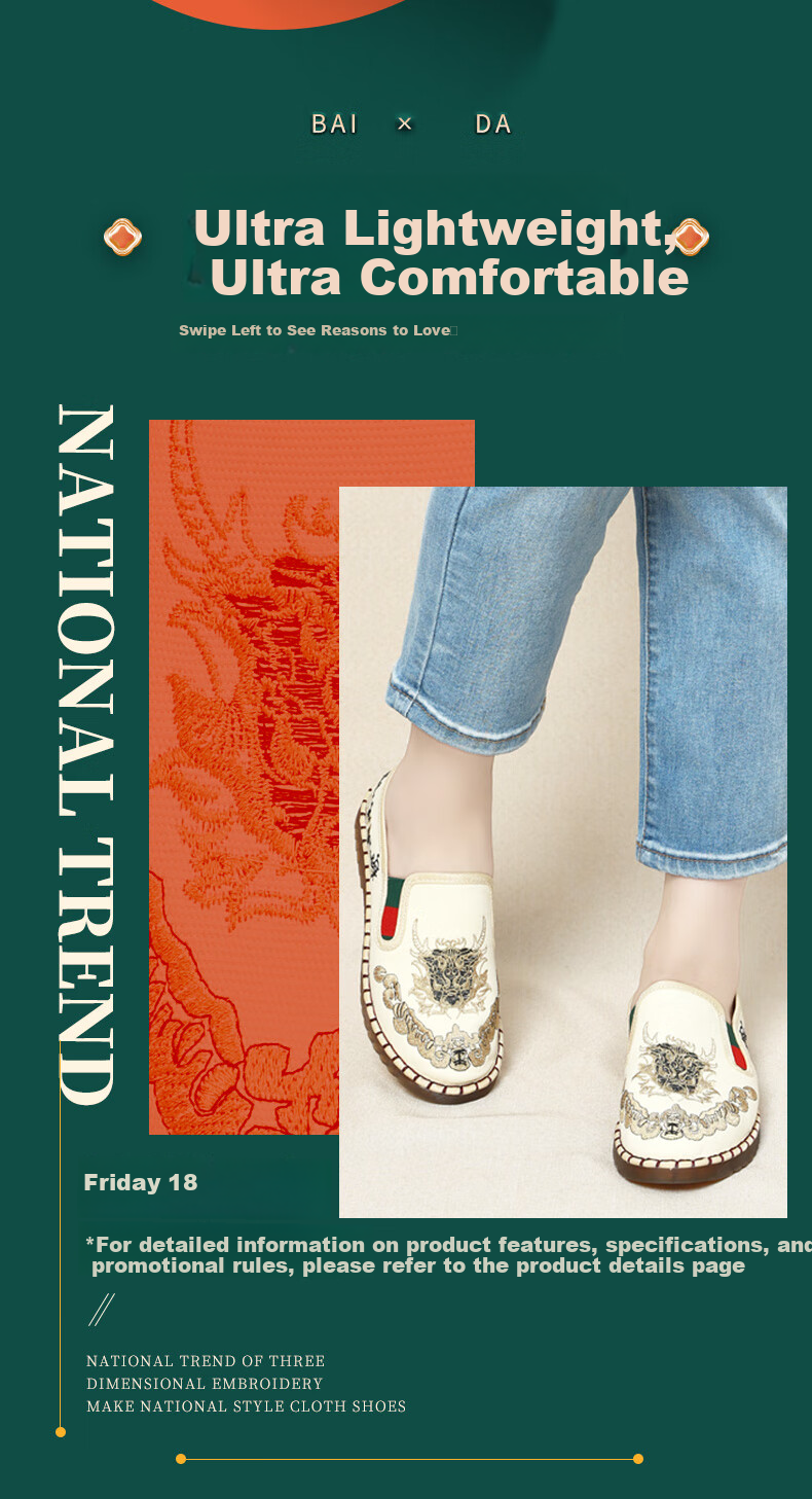 BUSHEYUAN Traditional Chinese Style Embroidered Slip-On Lazy Shoes Old Beijing Cloth Shoes Women 330-9022 Black Size 35 3