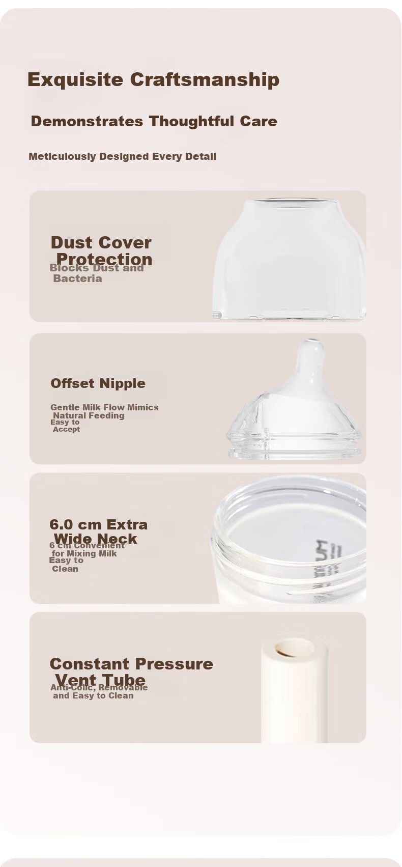Mother and Baby Glass Baby Bottle 0-6 Months Eccentric Nipple Newborn Infant Anti-Colic Anti-Choke Feeding Gift Box 160ml 9