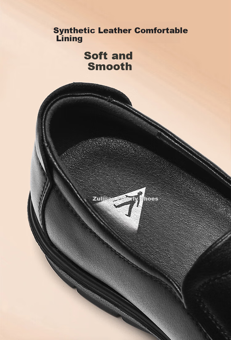Zulijian Elderly Shoes Summer Breathable Slip-On Loafers Men's Business Casual Leather Shoes 6052K Black Size 41 6