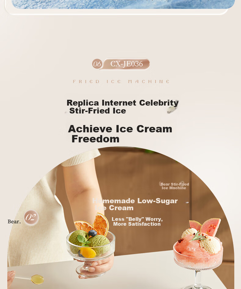 Bear Home Use Small Stir-Fried Yogurt Machine Children's Mini Stir-Fried Ice Cream Maker Ice Machine Non-Electric 316 Stainless Steel 14