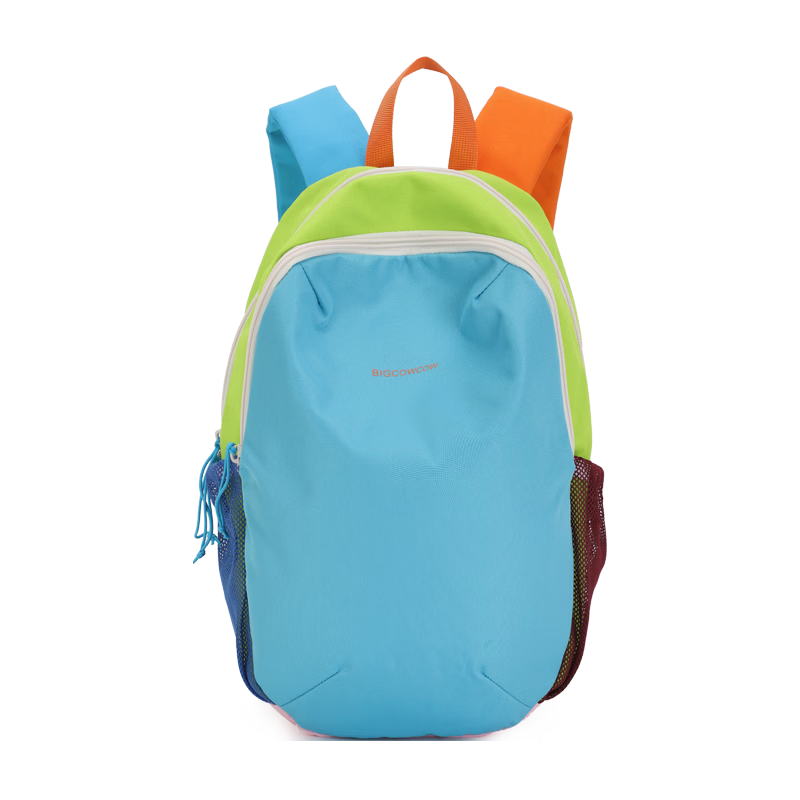 BIGCOWCOW Lightweight Backpack for Women and Men, Small School Bag, Student Travel Outdoor Small Bag, Blue and Orange Color Block