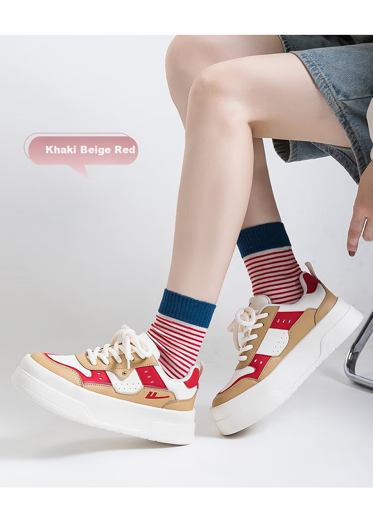 Warrior Official Women's Casual Shoes 2026 Spring New Versatile Height-Increasing Sneakers Beige 38 (240mm) 15