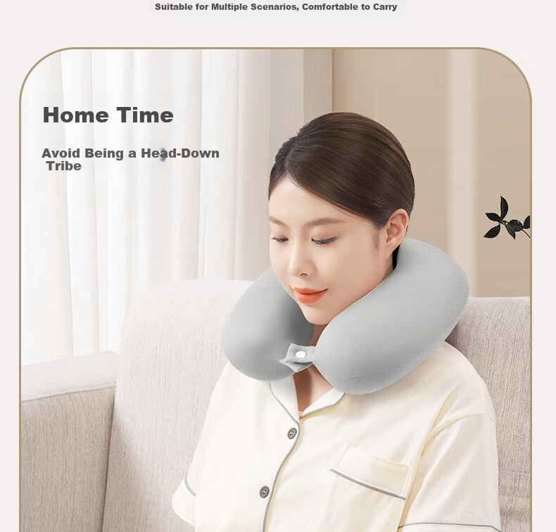 Pierre Cardin Velvet U-Shaped Travel Portable Neck Pillow Gray Memory Foam U-Shaped Pillow - Gray 9